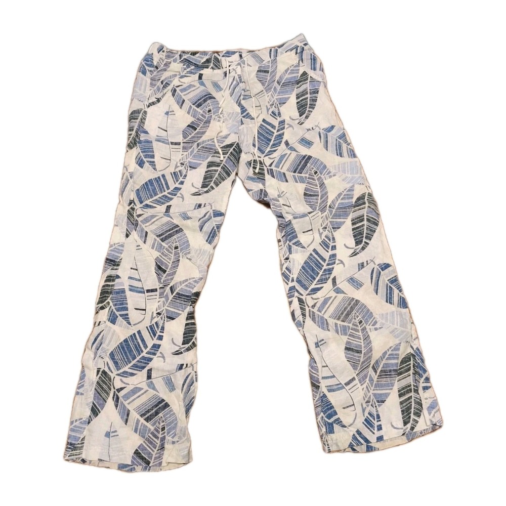Tommy Bahama‎ Women's 12 100% Linen Pants Wide Leg Nautical Drawstring Pockets